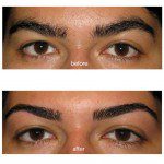 Eyebrow threading result on client with thick brows in Nashville