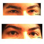 client before and after threading -full eyebrow pre-shaping at Nashville Threading